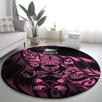 New Zealand Lawn Bowls Round Carpet Pink Maori Warrior Tribal Silver Fern - Polynesian Pride