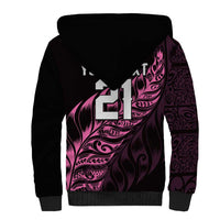 New Zealand Lawn Bowls Custom Sherpa Hoodie Pink Maori Warrior Tribal Silver Fern - Polynesian Pride