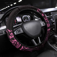 New Zealand Lawn Bowls Steering Wheel Cover Pink Maori Warrior Tribal Silver Fern - Polynesian Pride