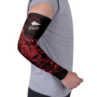 New Zealand Lawn Bowls Custom Arm Sleeves Red Maori Warrior Tribal Silver Fern - Polynesian Pride