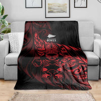 New Zealand Lawn Bowls Blanket Red Maori Warrior Tribal Silver Fern - Polynesian Pride