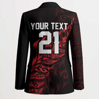 New Zealand Lawn Bowls Custom Blazer Red Maori Warrior Tribal Silver Fern - Polynesian Pride