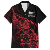 New Zealand Lawn Bowls Custom Family Matching Long Sleeve Bodycon Dress and Hawaiian Shirt Red Maori Warrior Tribal Silver Fern LT9 Dad's Shirt - Short Sleeve Red - Polynesian Pride