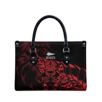 New Zealand Lawn Bowls Leather Bag Red Maori Warrior Tribal Silver Fern - Polynesian Pride
