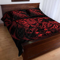 New Zealand Lawn Bowls Quilt Bed Set Red Maori Warrior Tribal Silver Fern - Polynesian Pride