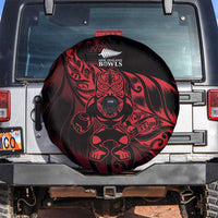 New Zealand Lawn Bowls Spare Tire Cover Red Maori Warrior Tribal Silver Fern - Polynesian Pride