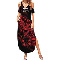 New Zealand Lawn Bowls Custom Summer Maxi Dress Red Maori Warrior Tribal Silver Fern - Polynesian Pride