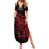 New Zealand Lawn Bowls Custom Summer Maxi Dress Red Maori Warrior Tribal Silver Fern LT9 Women Red - Polynesian Pride