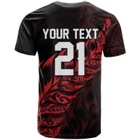 New Zealand Lawn Bowls Custom T Shirt Red Maori Warrior Tribal Silver Fern - Polynesian Pride