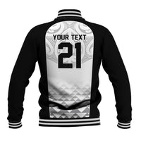 World Football 2026 New Zealand Custom Baseball Jacket All White Fern Maori Tribal - Polynesian Pride