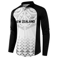 World Football 2026 New Zealand Custom Button Sweatshirt All White Fern Maori Tribal - Polynesian Pride