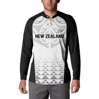 World Football 2026 New Zealand Custom Button Sweatshirt All White Fern Maori Tribal - Polynesian Pride