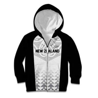 World Football 2026 New Zealand Custom Kid Hoodie All White Fern Maori Tribal - Polynesian Pride