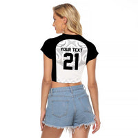 World Football 2026 New Zealand Custom Raglan Cropped T Shirt All White Fern Maori Tribal - Polynesian Pride