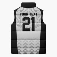 World Football 2026 New Zealand Custom Sleeveless Puffer Jacket All White Fern Maori Tribal - Polynesian Pride