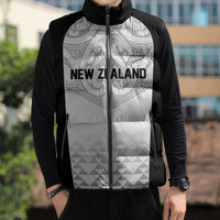 World Football 2026 New Zealand Custom Sleeveless Puffer Jacket All White Fern Maori Tribal - Polynesian Pride
