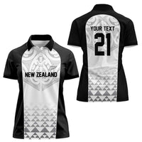 World Football 2026 New Zealand Custom Women Polo Shirt All White Fern Maori Tribal - Polynesian Pride