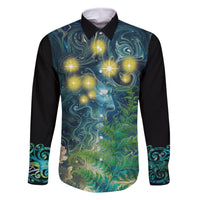New Zealand Matariki Waipuna-a-rangi Family Matching Tank Maxi Dress and Hawaiian Shirt He Roimata o Rangi LT9 Dad's Shirt - Long Sleeve Black - Polynesian Pride