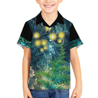 New Zealand Matariki Waipuna-a-rangi Family Matching Tank Maxi Dress and Hawaiian Shirt He Roimata o Rangi LT9 Son's Shirt Black - Polynesian Pride