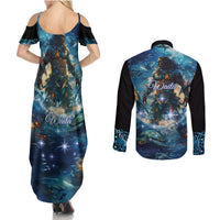 New Zealand Matariki Waita Couples Matching Summer Maxi Dress and Long Sleeve Button Shirt The Way Of The Water