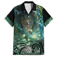 New Zealand Matariki Waiti Family Matching Summer Maxi Dress and Hawaiian Shirt Waimori and The Origin Of Life LT9 Dad's Shirt - Short Sleeve Black - Polynesian Pride