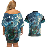 New Zealand Matariki Ururangi Couples Matching Off Shoulder Short Dress and Hawaiian Shirt The Murmur Of The Wind