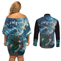 New Zealand Matariki Ururangi Couples Matching Off Shoulder Short Dress and Long Sleeve Button Shirt The Murmur Of The Wind