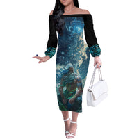 New Zealand Matariki Ururangi Off The Shoulder Long Sleeve Dress The Murmur Of The Wind
