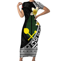 Alo Chiefdom Wallis and Futuna Personalized Family Matching Short Sleeve Bodycon Dress and Hawaiian Shirt Frangipani Flowers Polynesian Pattern