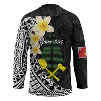 Alo Chiefdom Wallis and Futuna Personalized Hockey Jersey Frangipani Flowers Polynesian Pattern - Polynesian Pride