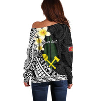 Alo Chiefdom Wallis and Futuna Personalized Off Shoulder Sweater Frangipani Flowers Polynesian Pattern