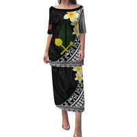 Alo Chiefdom Wallis and Futuna Personalized Puletasi Frangipani Flowers Polynesian Pattern