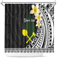 Alo Chiefdom Wallis and Futuna Personalized Shower Curtain Frangipani Flowers Polynesian Pattern
