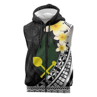Alo Chiefdom Wallis and Futuna Personalized Sleeveless Zip Hoodie Frangipani Flowers Polynesian Pattern LT9 Black - Polynesian Pride