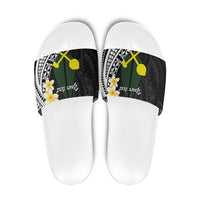 Alo Chiefdom Wallis and Futuna Personalized Slide Sandals Frangipani Flowers Polynesian Pattern - Polynesian Pride