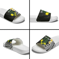 Alo Chiefdom Wallis and Futuna Personalized Slide Sandals Frangipani Flowers Polynesian Pattern - Polynesian Pride
