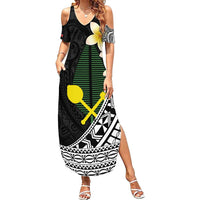 Alo Chiefdom Wallis and Futuna Personalized Summer Maxi Dress Frangipani Flowers Polynesian Pattern