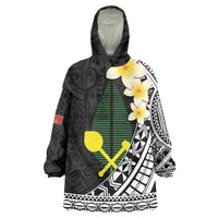 Alo Chiefdom Wallis and Futuna Personalized Wearable Blanket Hoodie Frangipani Flowers Polynesian Pattern
