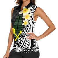 Alo Chiefdom Wallis and Futuna Personalized Women Sleeveless Polo Shirt Frangipani Flowers Polynesian Pattern