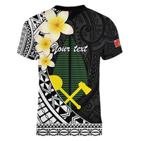 Alo Chiefdom Wallis and Futuna Personalized Women V-Neck T-Shirt Frangipani Flowers Polynesian Pattern