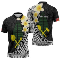 Alo Chiefdom Wallis and Futuna Personalized Zipper Polo Shirt Frangipani Flowers Polynesian Pattern - Polynesian Pride