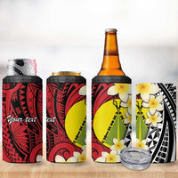 Sigave Chiefdom Wallis and Futuna Personalized 4 in 1 Can Cooler Tumbler Frangipani Flowers Polynesian Pattern
