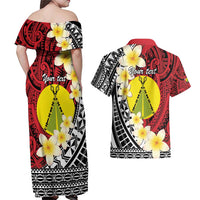 Sigave Chiefdom Wallis and Futuna Personalized Couples Matching Off Shoulder Maxi Dress and Hawaiian Shirt Frangipani Flowers Polynesian Pattern