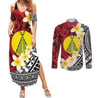 Sigave Chiefdom Wallis and Futuna Personalized Couples Matching Summer Maxi Dress and Long Sleeve Button Shirt Frangipani Flowers Polynesian Pattern
