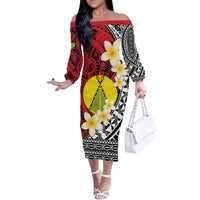 Sigave Chiefdom Wallis and Futuna Personalized Family Matching Off The Shoulder Long Sleeve Dress and Hawaiian Shirt Frangipani Flowers Polynesian Pattern