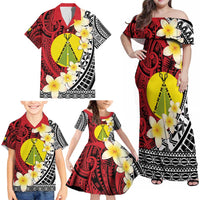 Sigave Chiefdom Wallis and Futuna Personalized Family Matching Off Shoulder Maxi Dress and Hawaiian Shirt Frangipani Flowers Polynesian Pattern