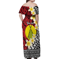 Sigave Chiefdom Wallis and Futuna Personalized Family Matching Off Shoulder Maxi Dress and Hawaiian Shirt Frangipani Flowers Polynesian Pattern