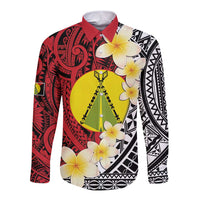 Sigave Chiefdom Wallis and Futuna Personalized Long Sleeve Button Shirt Frangipani Flowers Polynesian Pattern