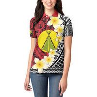 Sigave Chiefdom Wallis and Futuna Personalized Women Polo Shirt Frangipani Flowers Polynesian Pattern