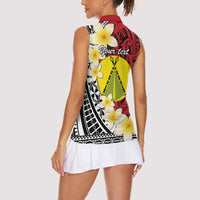 Sigave Chiefdom Wallis and Futuna Personalized Women Sleeveless Polo Shirt Frangipani Flowers Polynesian Pattern